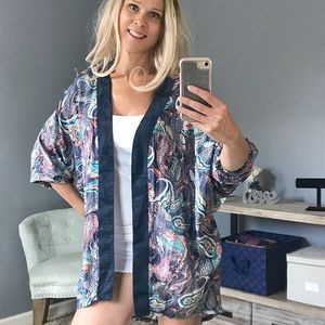 Navy Paisley print kimono